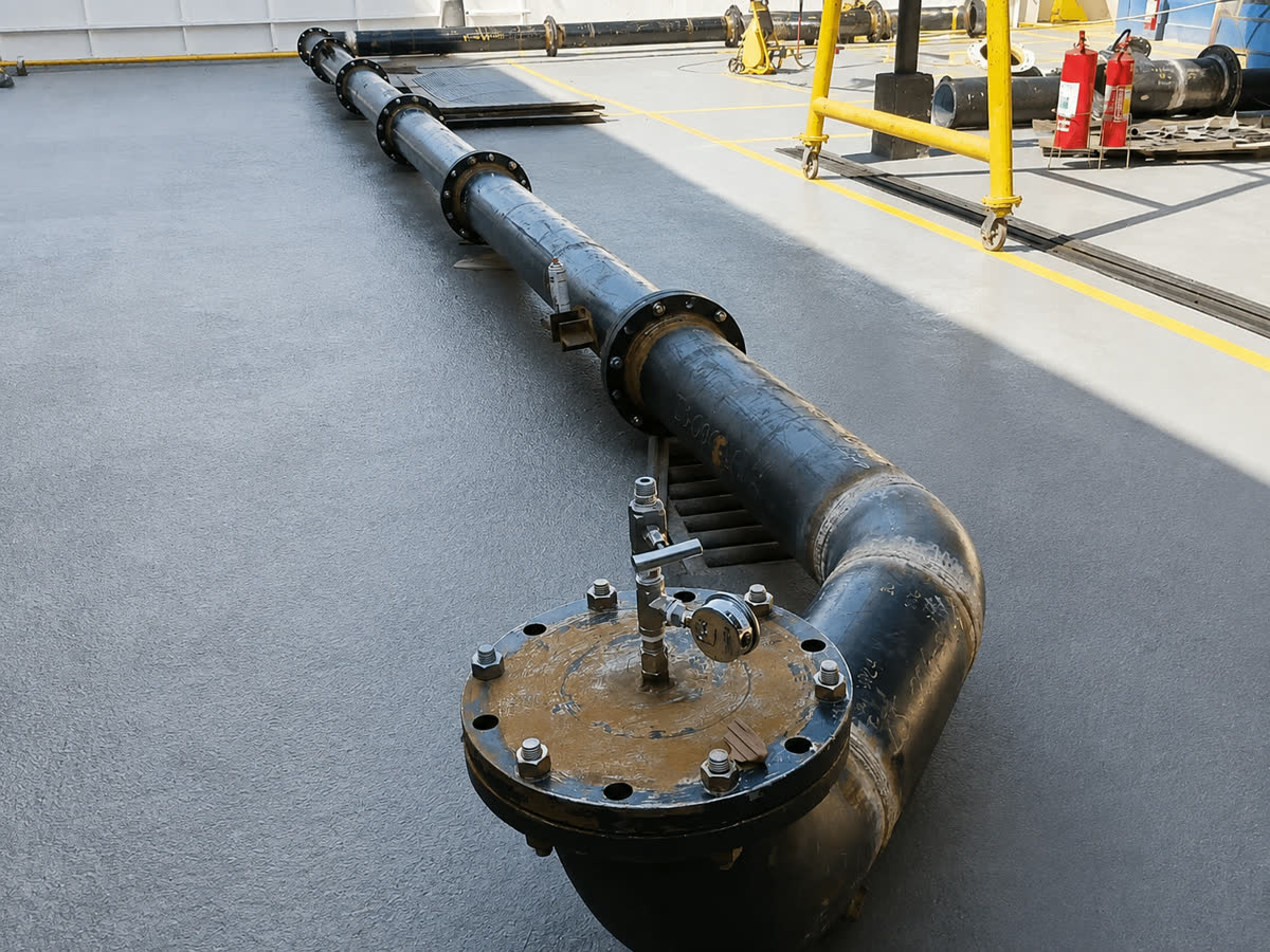 Linha montada com flanges cegos para o teste, XSE Solutions